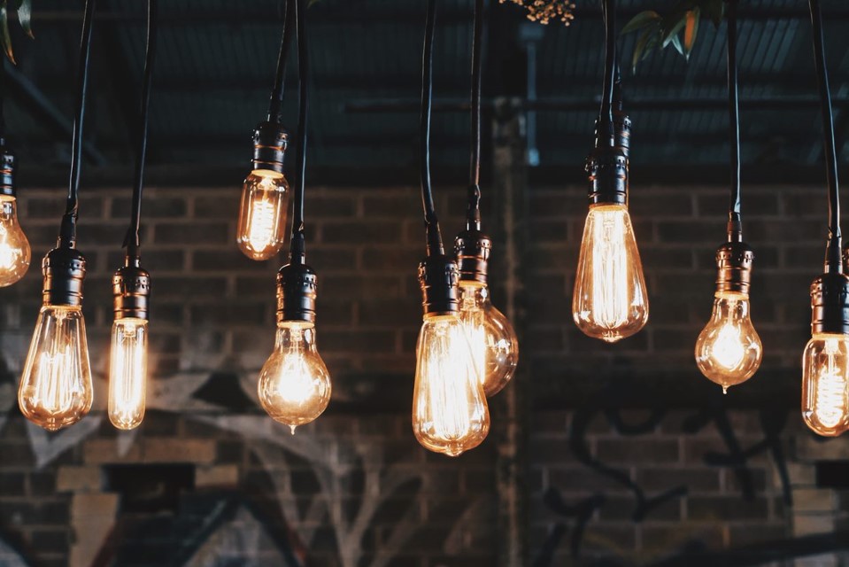 lightbulbs hanging from a cord