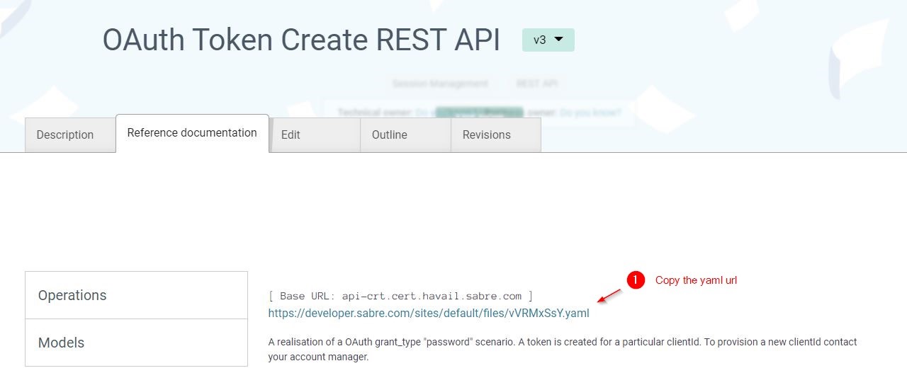 Copy the link from Dev Studio OAuth Token Create API.
