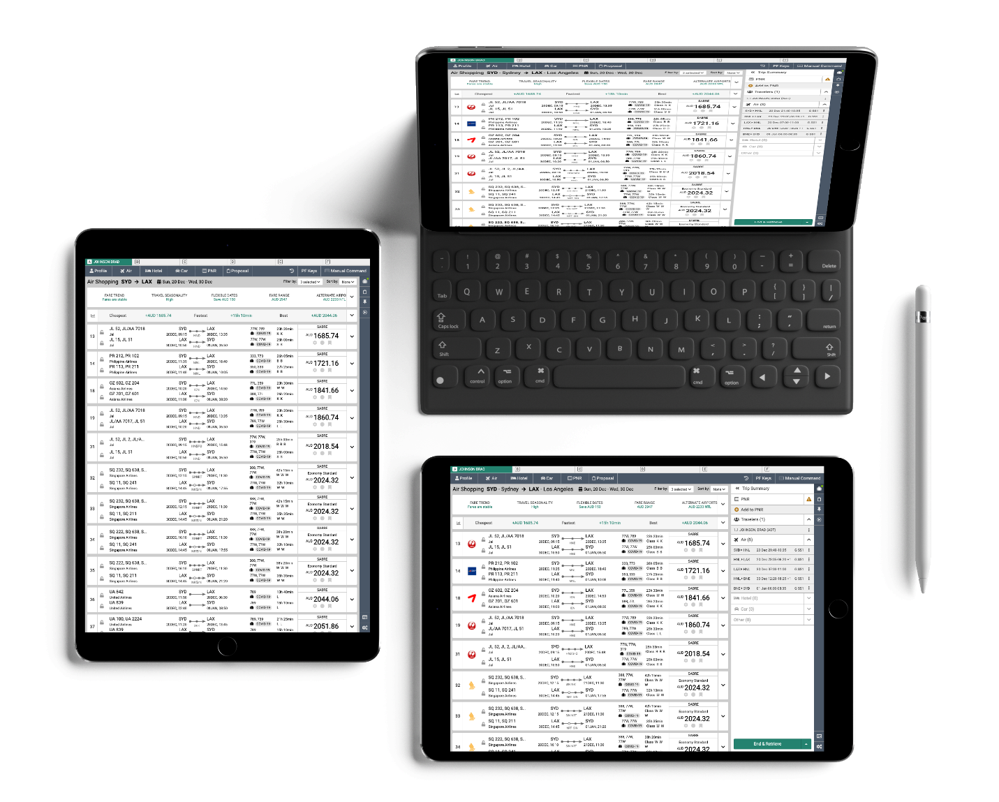 Devices displaying Sabre Red 360 Web